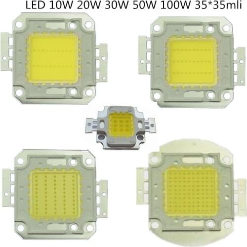 20pcs LED Real wattage 35*35mli High Power 10W 20W 30W 50W 100W Lamp Bead White/Warm White Taiwan Huga Chip for Street lamp