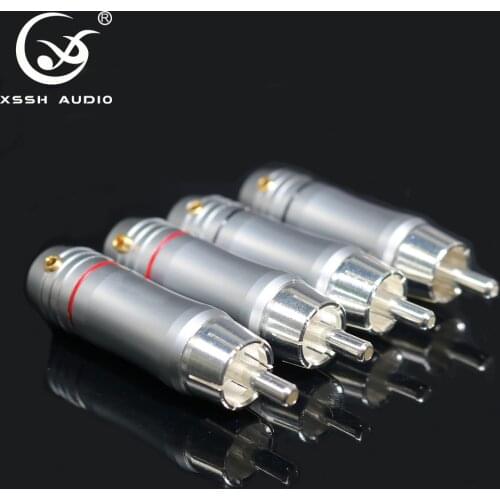4pcs 8pcs 16pcs YIVO XSSH Hifi 8mm audio cable brass copper silver plated Male Audio RCA plug connector jack