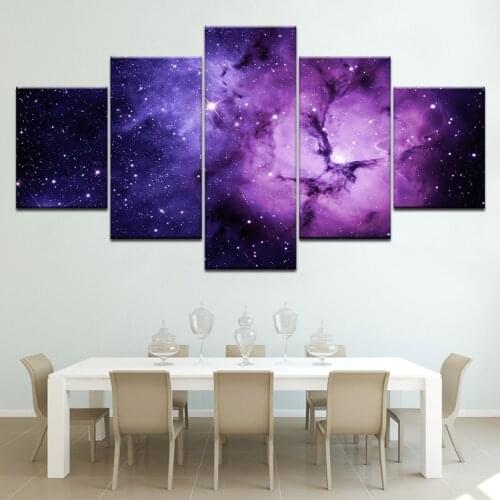 5 Panels Canvas Prints Modern Outer Space Universe Painting canvas painting poster home decor wall art for living room Artwork
