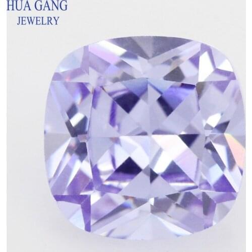 Lavender Cushion Shape Cubic Zirconia Brilliant Cut Loose CZ Stone Synthetic Gems Beads For Jewelry Size4x4-14x14mm