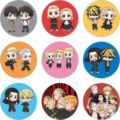 Tokyo Revengers Cosplay Anime Badges Manjiro Ken Takemichi Hinata Atsushi Chibi Pins Cute Brooches Fans Collection Props
