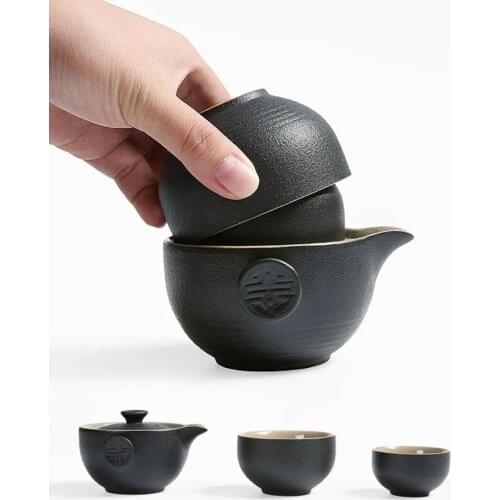 Kung Fu Teaware 1 Pot 2 Cup Ceramic Travel Outdoor Office Drinkware Set Portable Chinese Tea Cups Gaiwan Tea Pot Exquisite Gift