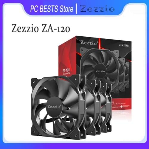 ZEZZIO ZA-120 3in1 CPU Quiet Cooler Fan 3PIN and molex port 12cm Computer Case Cooling fan
