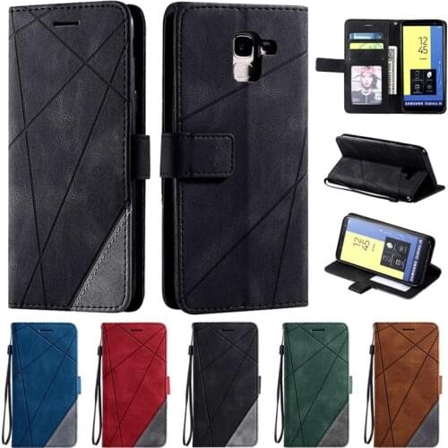 Leather Case on For Coque Samsung Galaxy J6 2018 Case Flip Cover na for Fundas Samsung J6 2018 Phone Cases Galaxy J8 2018 Etui