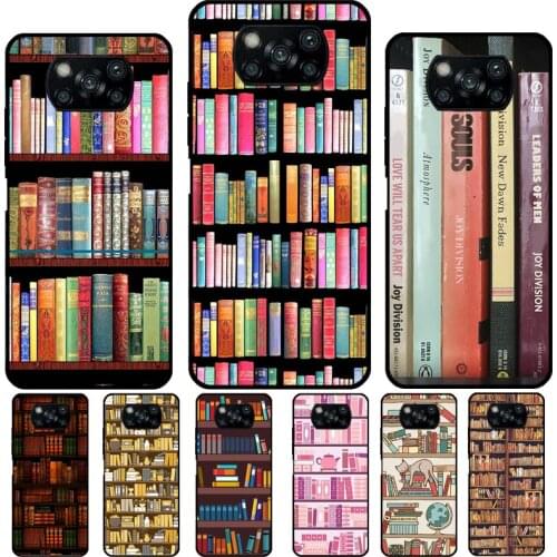 Read books Library Bookshelf For POCO F3 M3 X3 Pro Case For Xiaomi Mi 11 Ultra Lite 10T Pro A3 Mi Note10 Lite Back Cover