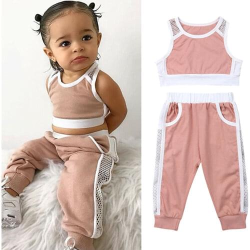 Citgeett Summer Toddler Girls Sports Vest Striped Tops+Long Pants Outfits Set Tracksuit Cute Fashion