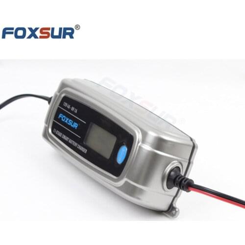FOXSUR 6V 12V 11-stage with LCD display Car Battery Charger Lead Acid Rechargeable Battery Automatic Intelligent Pulse Charger