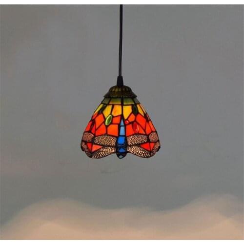 Classical Glass Led Drop Light Retro Loft Bar Tiffany Pendant Lamp Dining Room Restaurant Red Lighting Fixture 15cm 1223