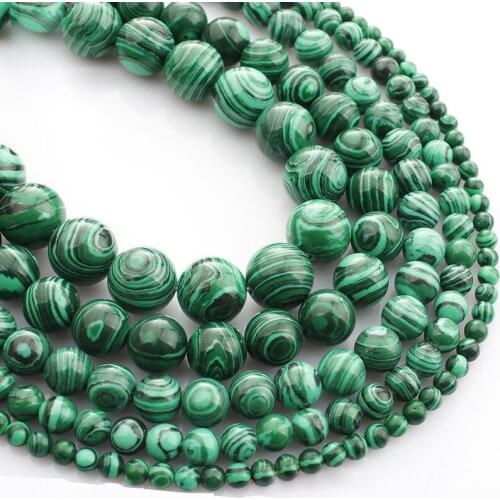 15"(38cm) Strand Round Green Malachite Stone Rocks 4mm 6mm 8mm 10mm 12mm Beads lot for Jewelry Making DIY Bracelet Findings