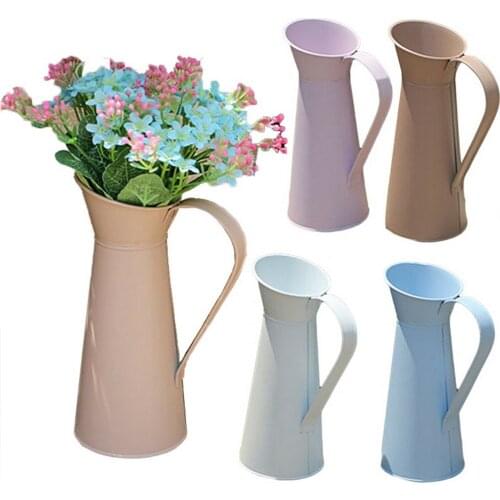 Mini Coffee Pot Shaped Flower Vase Pots Desktop Flower Arrangement Decoration Jug Wedding Home Decor Vintage Flower Tin Vases