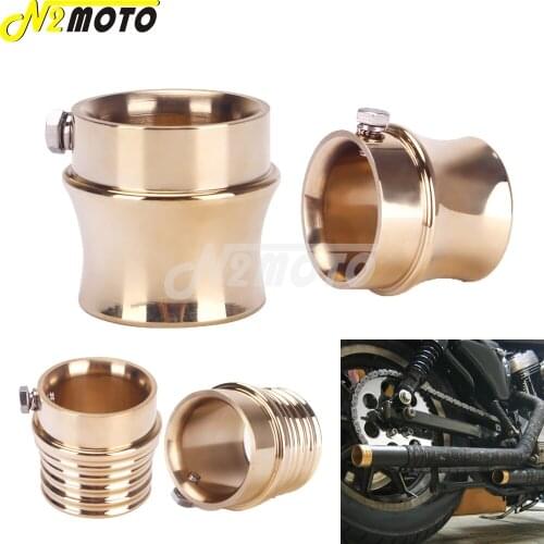 Motorcycle Old Shool Solid Brass 2.5"/2.25" Muffler Exhaust Tip for Harley Chopper Bobber Triumph Sportster BSA XS650 Cafe Racer