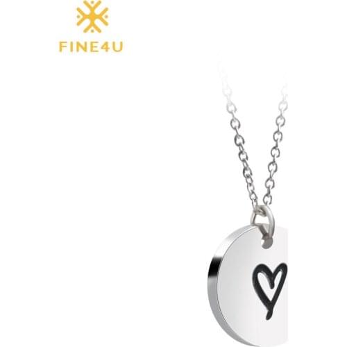 2018 New FINE4U N036 Disc/Tree/Footprint Pendant Necklace For Women 316L Stainless Steel Chain Necklaces Statement Jewelry Gifts