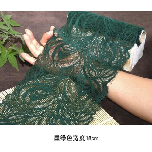 1 Meter 18cm Width Sexy Green Stretch Embroidered Lace Fabric Trim Elastic French Lace Trims For DIY Sewing Accessories