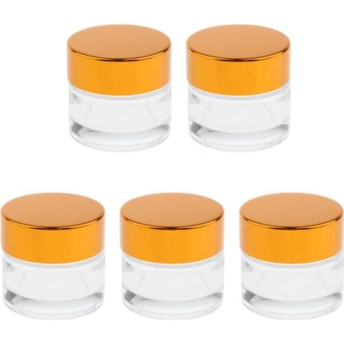 5pcs Empty Glass Cream Lip Balm Nail Arts Eyeshadow Container Jar Pot Bottle