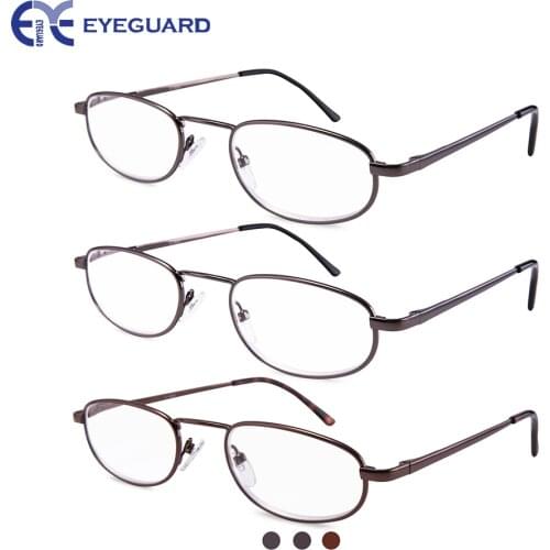 EYEGUARD READERS 3 Pairs Metal Frames of The Unisex Spring Readers Fit for Men and Women Reading Glasses