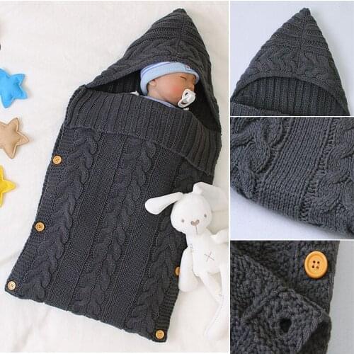 Button Knit Baby Sleeping Bag Comfortable Soft Newborns Cocoon Mattress Envelope Thicken Warm Infant Outdoor Stroller Wrap
