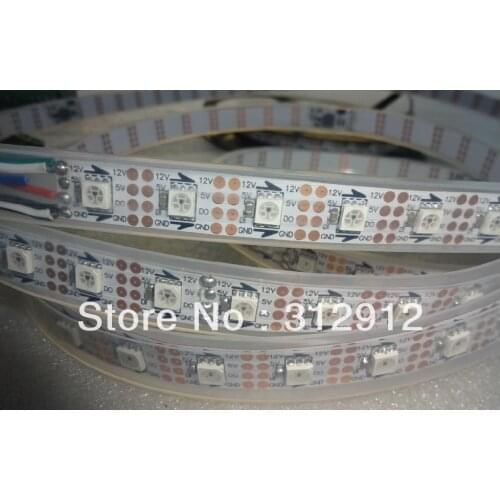 5m DC12V INK1003 led pixel strip,IP68,60pcs 1002led(5050 RGB with INK1003 IC)/M with 60pixels;white PCB, in silicon tube