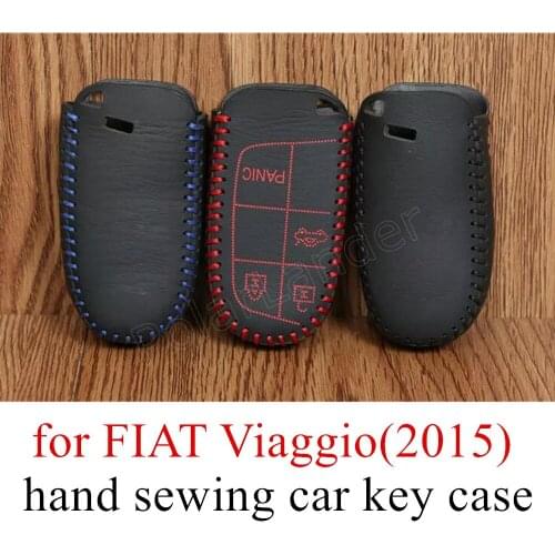 Only red car accessory Case for FIAT Viaggio(2015) Hand sewing key cover DIY best quality promotion Genuine leather key case
