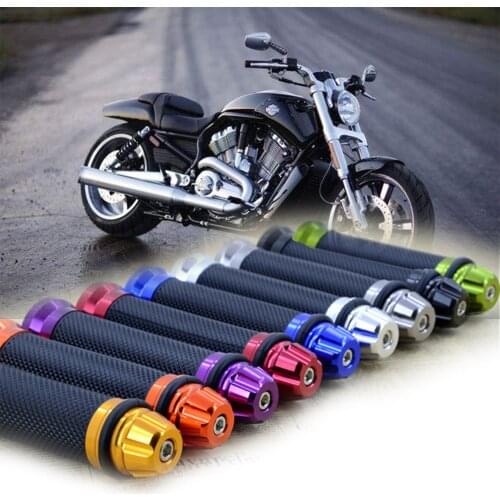 SAMDO Universal Motorcycle Handlebar Grips CNC Aluminum Rubber Motorbike Handle Bar Grips for 7/8" Handle Bar Bike Bicycle