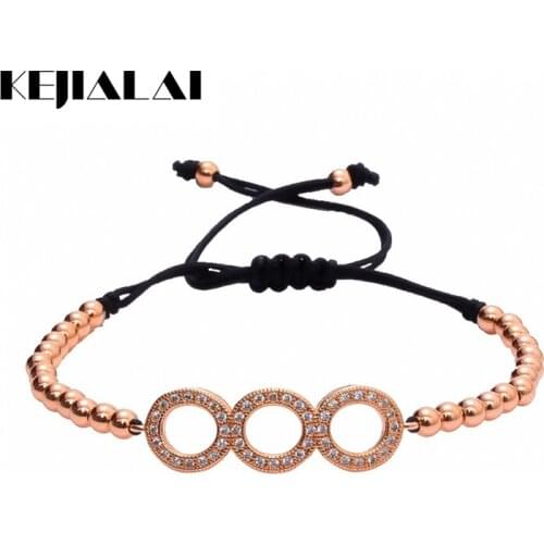 Anil Arjandas Party Jewelry Braided Bracelet Three Gold Circles Micro Pave White CZ 4mm Real Beads Luxury Women Gift