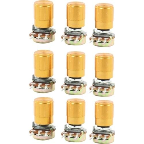 10 Pcs / Lot x WH148 50K OHM 5% 2W Single Turn Rotary Linear Taper Potentiometer Carbon Pot w Knob