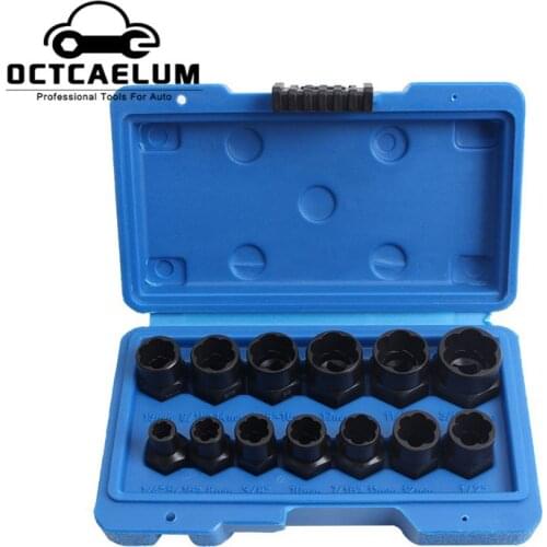 13Pcs 3/8" Impact Damaged Bolt Nut Remover Extractor Socket Tool Set Remover AT2346