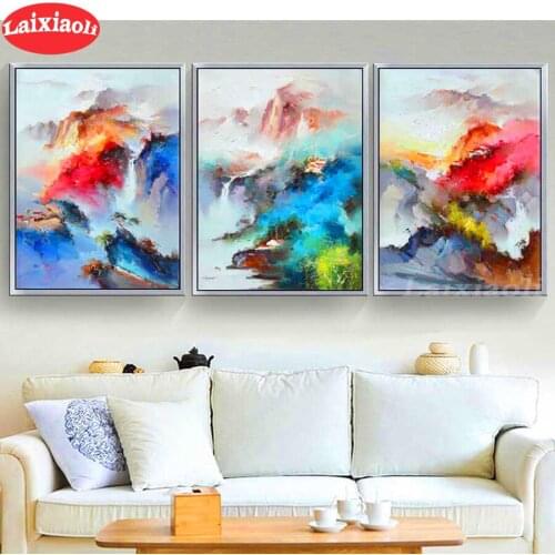 5d diy diamond painting abstract color painting diamond painting cross stitch mosaic embroidery diamond round square stones 3pcs