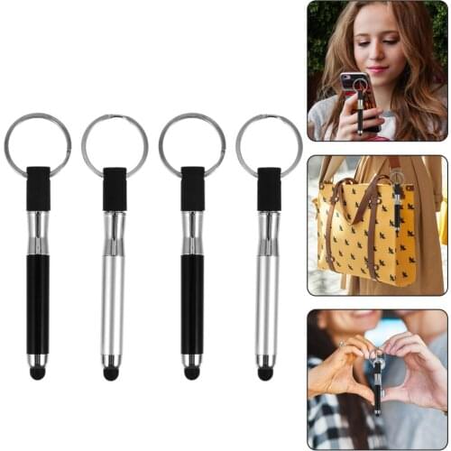 4pcs Touch Stylus Key Chains Capacitive Stylus Pens Key Rings Hanging Pendants