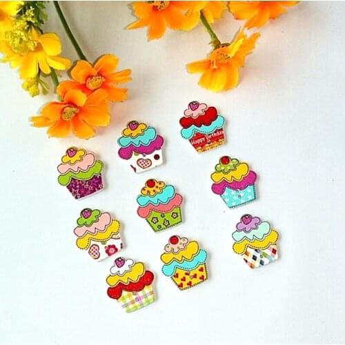 50pcs 22*25mm Random Mix Wooden Painting Buttons for Craft Scrapbooking Sewing Accessories Cardmaking Beauty botones