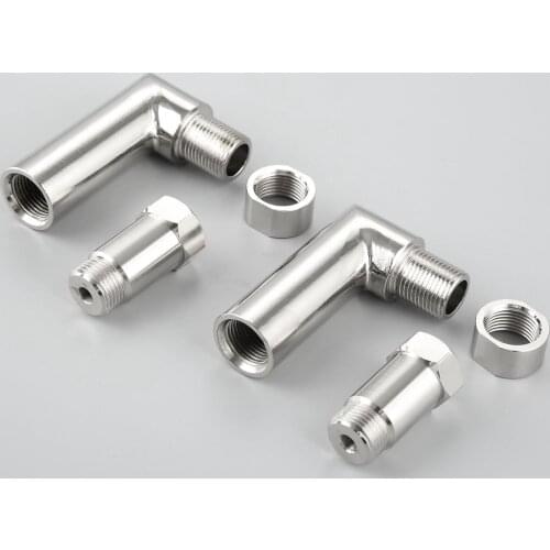 6Pcs Car Exhaust O2 Oxygen Sensor Spacer 90 Degree Angled Test Pipe Extension Chromed M18 X 1.5 Extender Adapter Spacers