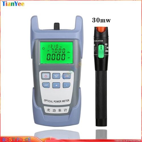 AUA7 FTTH Fiber Optic Tool Kit VFL Fiber Optical Power Meter 70～+10dbm and 30MW Visual Fault Locator Fiber optic test pen OPM
