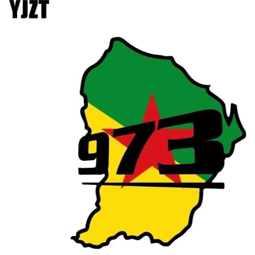 YJZT 11.6CM*13.6CM Car Accessories Guyane 973 Flag Map Car Sticker Helmet Decal 6-1276