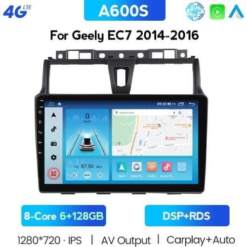 1280*720 9 Inch Android 10.0 6G + 128G Car Radio GPS Navigation For Geely Emgrand EC7 1 2009-2016 2 Din Video Player 2din DSP FM
