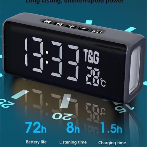 Bluetooth column speaker with LED Alarm Clock FM radio TF Music Boombox Subwoofer Speaker music center for mobile phone computer
