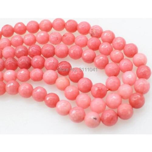 Loose beads pink jasper round faceted 10mm 38cm for DIY jewelry making FPPJ wholesale beads nature gemstone