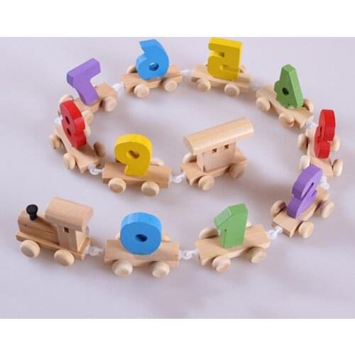 Digital Small Train 0-9 Number Railway Model Children Wooden Wood Kids Toy Learning Educational Children Toys 800 x 40 x 50mm