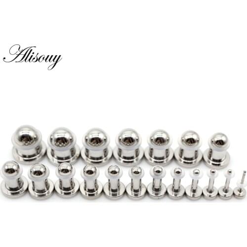 Alisouy 2pcs Stainless Steel Cylinder Ear Gauges 1-10mm Taper Plugs Tunnel Expander Stretcher Earring Piercing Body Jewelry