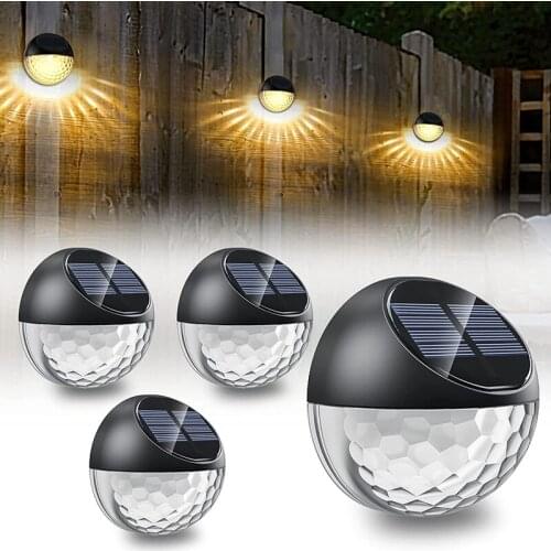 Solar Fence Post Lights, Outdoor Decorative Deck Lights Solar Powered IP65 Waterproof Wall Mount Fence Lighting 4 Packs