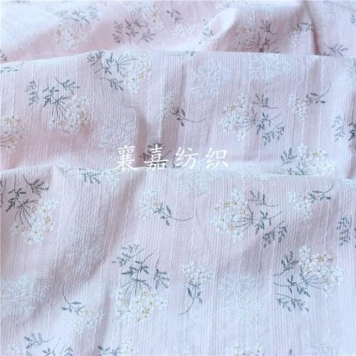 Cotton White Fabric Classic Vintage Small Crushed Flower Jacquary Fabric