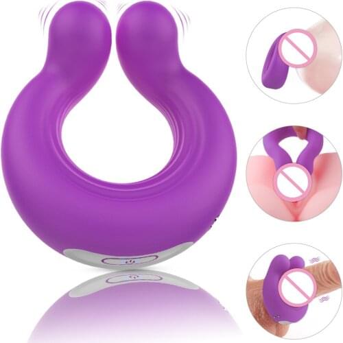 Penis Ring Front Clitoral Stimulation Double Headed Vibration Lock Fine Ring Husband Wife Sharing Time Delay Silicone Lock Fine