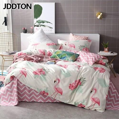 JDDTON Flamingo Bed Set Queen Size New Comfortable Bedding Set Duvet Cover Pillowcase Bed Sheets Quilt Twin Size Full Size BE162