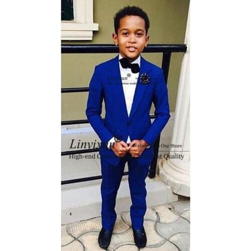 Handsome 2 Pieces (Jacket +Pants) Set Royal Blue Boys Suits for Wedding Dinner Formal Suits for Children Kids Tuxedos