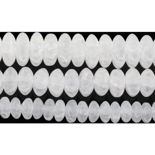 Natural Stone Frosted White Cracked Oblate Glass Round Loose Beads For Jewelry Making For Needlework Beads Diy Strand 6-12 MM