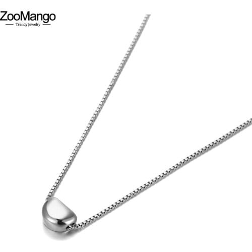 ZooMango Trendy 316L Stainless Steel Lovely Beans Charm Necklace Jewelry 3D Pendant Box Chain Choker Necklace For Women ZN20143