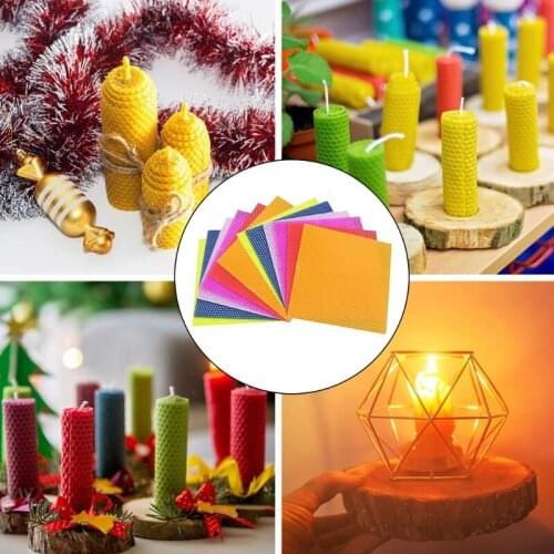 12PCs Beeswax Candle Making Kit, DIY Colorful Beeswax Honeycomb Sheets for Hanukkah and Party Rolling Candle Molds Kits