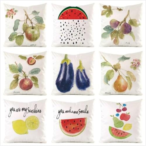 45cm*45cm Fruits and Vegetables Inimitated Silk Fabric Throw Pillow Covers Couch Cushion Cover Home Decorative Pillows