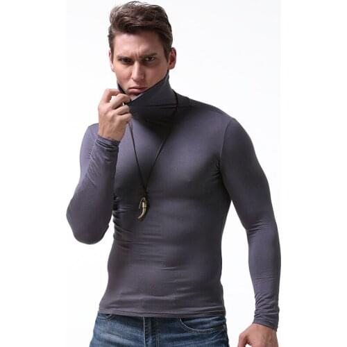 Thermal Underwear Men Modal Turtleneck Long Sleeves Undershirts Bottoming Shirt Autumn Clothes XXL Big Stretchy Slim Comfortable