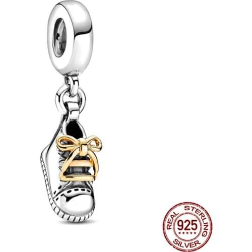 2020 New 925Silver Lovely Baby Shoe Dangle Charm Beads Fit Original 3mm Charm Bracelet Jewelry Gift
