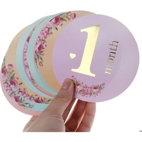 12 Pcs Month Sticker Baby Photography Milestone Memorial Monthly Newborn Kids Commemorative Card Number Photo Props Accessories