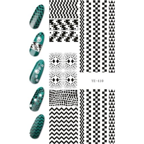 WATER TRANSFER DECAL NAIL STICKER CARTOON ANIMATION NECKLACE EAR DROP BLACK FLOWER LACE FRENCH SMILE YE405-410